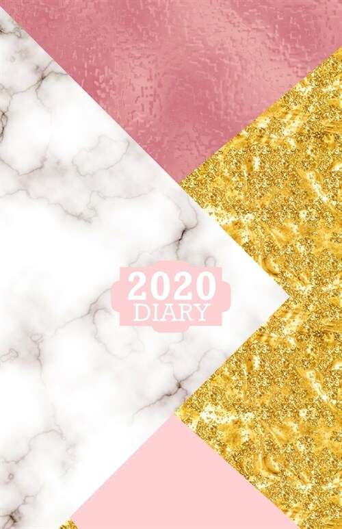 2020 Diary: A5 Diary 2020 Week To View Marble Pattern Gold Rose Pink Design Cover (Paperback)