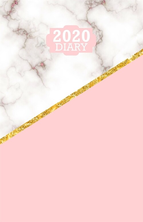 2020 Diary: A5 Diary 2020 Week To View Pink and White Gold Marble Design Cover (Paperback)