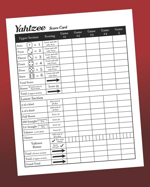 Yahtzee Score Card: Get Organized Your Scores in One Book (Paperback)