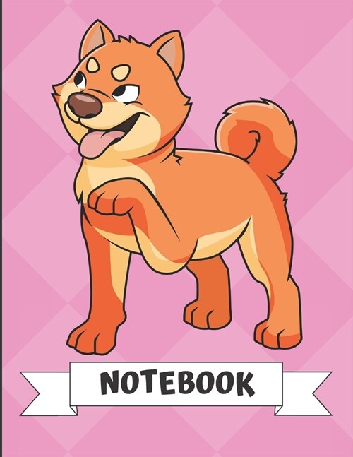 Notebook: Brown Orange Husky Malamute Dog Cartoon on a Pink Diamond Background. Book is Filled with Lined Journal Paper for Note (Paperback)