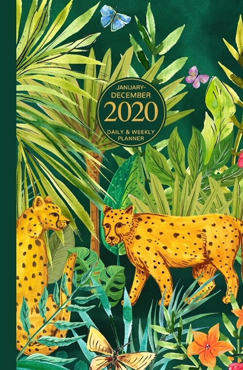 January - December 2020 Daily & Weekly Planner: Mini Calendar; Bonus Word Search Puzzles; Cheetahs In The Jungle (Paperback)