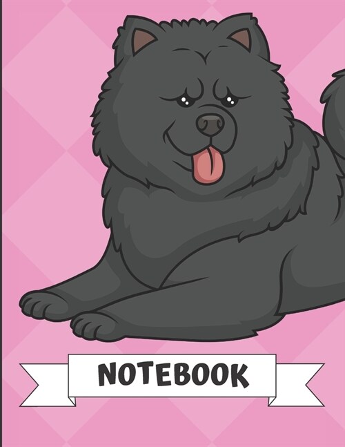 Notebook: Black Chow Chow Dog Cartoon on a Pink Diamond Background. Book is Filled with Lined Journal Paper for Notes and Creati (Paperback)