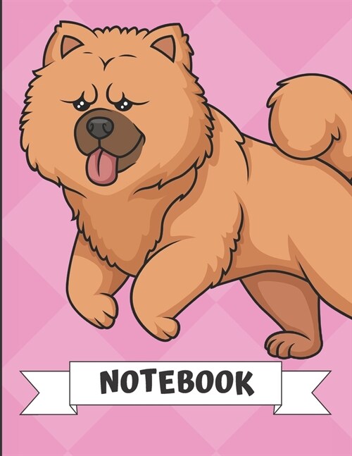 Notebook: Jumping Chow Chow Dog Cartoon on a Pink Diamond Background. Book is Filled with Lined Journal Paper for Notes and Crea (Paperback)