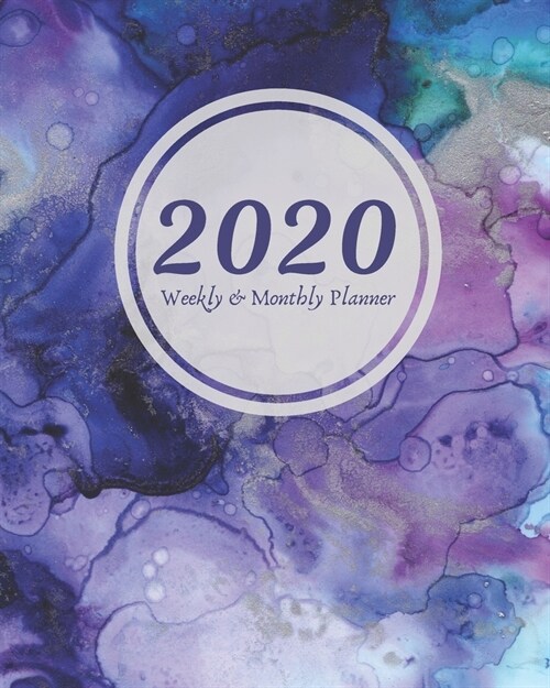 2020 Weekly & Monthly View Planner: Purple Abstract Watercolor 8x10 (20.32cm X 25.4cm) 12-Month Notebook Calendar Schedule Organizer (Paperback)