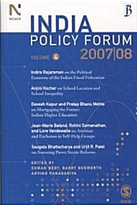 India Policy Forum 2007-08 (Paperback)