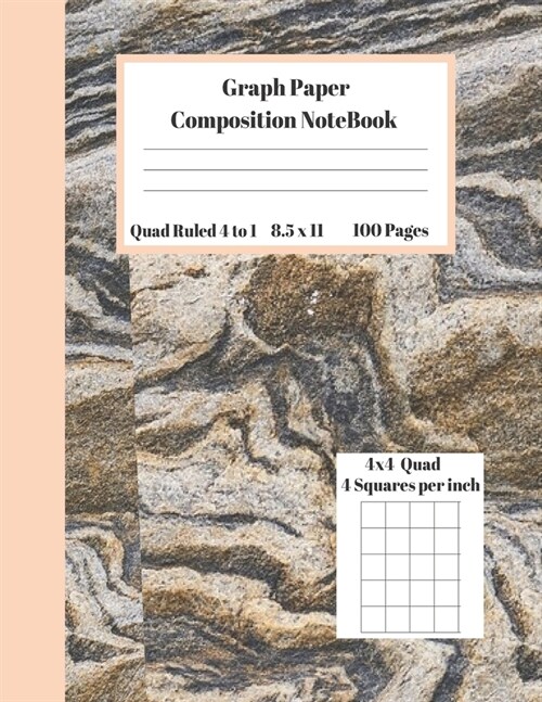 Graph Composition Notebook 4 Squares per inch 4x4 Quad Ruled 4 to 1 / 8.5 x 11 100 Pages: Cute Funny Marble Mixed Gift Notepad / Grid Squared Paper Ba (Paperback)