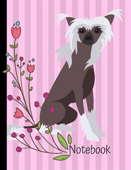 Notebook: Chinese Crested Dog Pink School Composition Notebook 100 Pages Wide Ruled Lined Paper (Paperback)