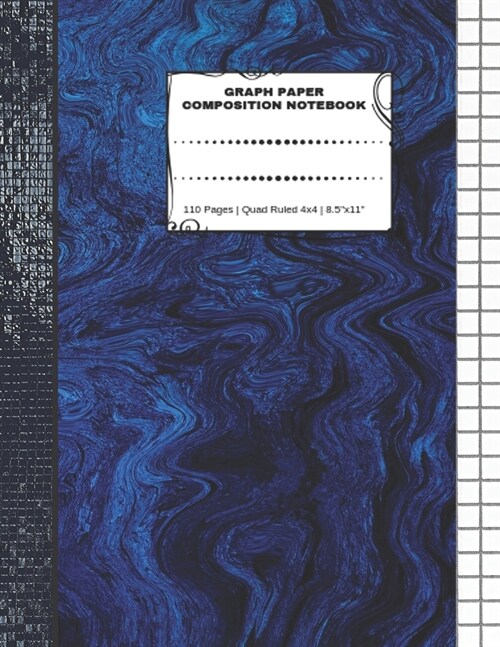 Graph Paper Composition Notebook: 110 Pages - Quad Ruled 4x4 - 8.5 x 11 Marble Large Notebook with Grid Paper - Math Notebook For Students (Paperback)