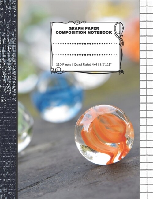 Graph Paper Composition Notebook: 110 Pages - Quad Ruled 4x4 - 8.5 x 11 Marbles Large Notebook with Grid Paper - Math Notebook For Students (Paperback)