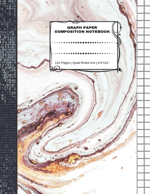Graph Paper Composition Notebook: 110 Pages - Quad Ruled 4x4 - 8.5 x 11 Marble Large Notebook with Grid Paper - Math Notebook For Students (Paperback)