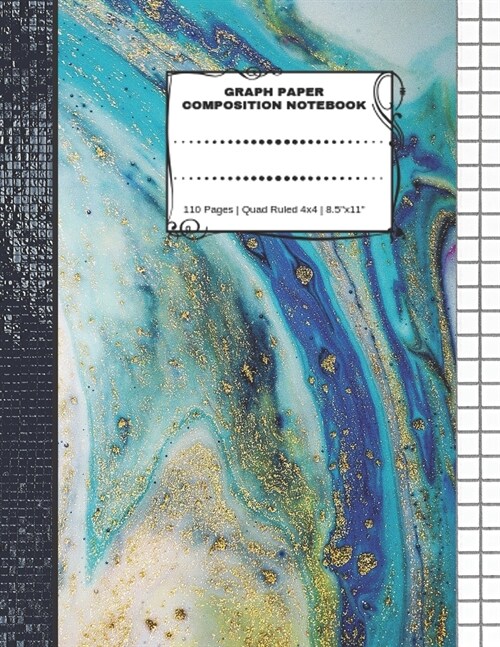 Graph Paper Composition Notebook: 110 Pages - Quad Ruled 4x4 - 8.5 x 11 Marble Large Notebook with Grid Paper - Math Notebook For Students (Paperback)