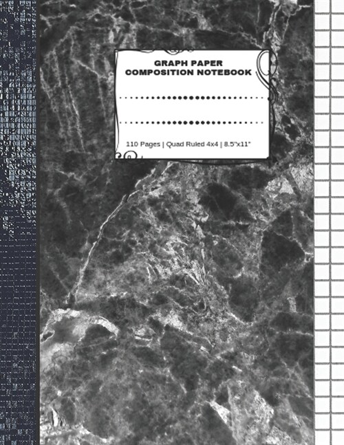 Graph Paper Composition Notebook: 110 Pages - Quad Ruled 4x4 - 8.5 x 11 Marble Large Notebook with Grid Paper - Math Notebook For Students (Paperback)