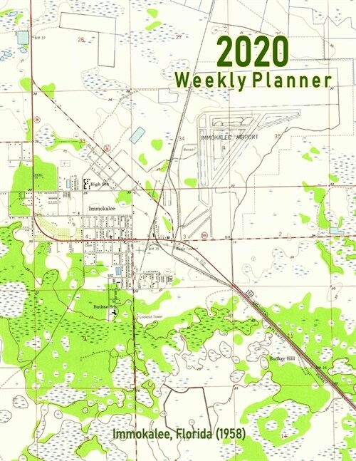 2020 Weekly Planner: Immokalee, Florida (1958): Vintage Topo Map Cover (Paperback)
