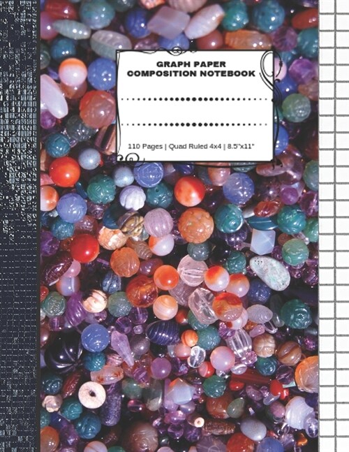 Graph Paper Composition Notebook: 110 Pages - Quad Ruled 4x4 - 8.5 x 11 Marbles Large Notebook with Grid Paper - Math Notebook For Students (Paperback)