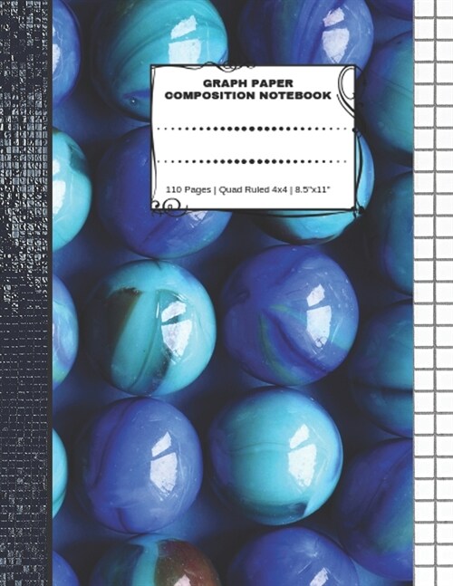 Graph Paper Composition Notebook: 110 Pages - Quad Ruled 4x4 - 8.5 x 11 Marbles Large Notebook with Grid Paper - Math Notebook For Students (Paperback)