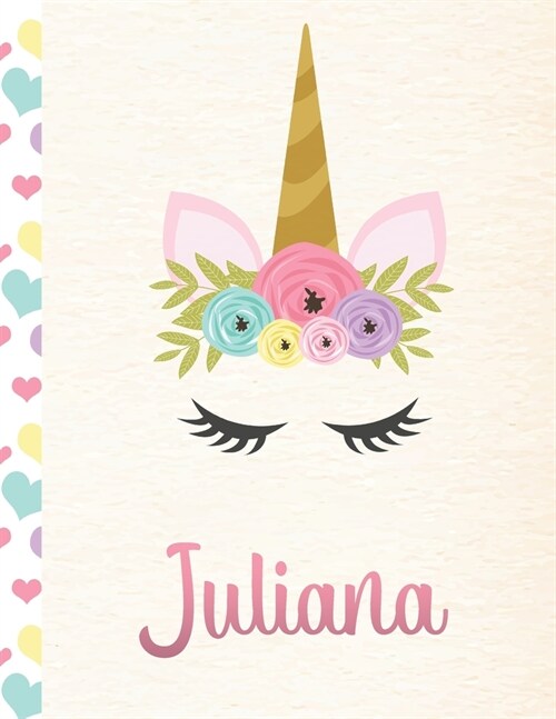 Juliana: Personalized Unicorn Primary Story Journal For Girls With Pink Name - Half Ruled Dotted Midline and Blank Picture Spac (Paperback)