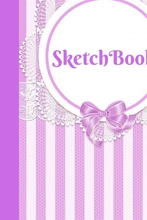 Sketchbook: Large Cute Pretty Sketchbook notebook Lace Design Gifts Purple Stripes for Girls Women Adults Teens Mothers As Gifts T (Paperback)