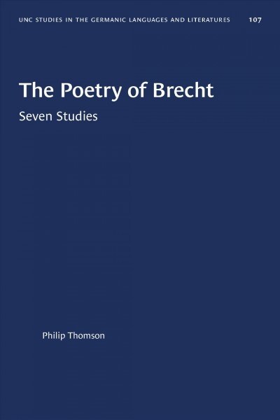 The Poetry of Brecht: Seven Studies (Paperback)