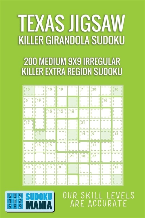 Texas Jigsaw Killer Girandola Sudoku: 200 Medium 9x9 Irregular Killer Extra Region Sudoku (Paperback)