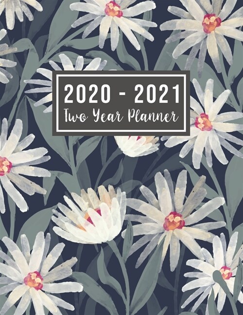 2020-2021 Two Year Planner: 2 year monthly calendar 2020-2021 - Flower Watercolor Cover - 2 Year Calendar 2020-2021 Monthly - 24 Months Agenda Pla (Paperback)