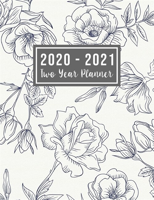 2020-2021 Two Year Planner: two year monthly planner at a glance - Flower Watercolor Cover - 2 Year Calendar 2020-2021 Monthly - 24 Months Agenda (Paperback)