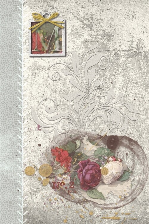 M: Vintage Roses Journal, personalized monogram initial M blank lined gift notebook - Decorated interior pages (Paperback)