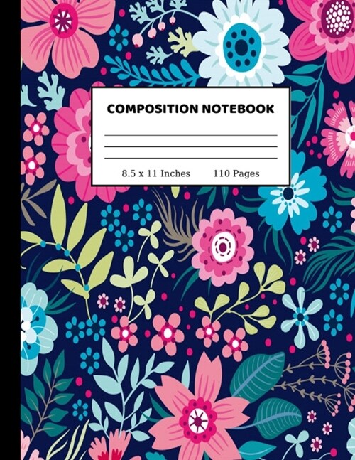 Composition Notebook: Pretty Wide Ruled Paper Notebook Journal - Wide Blank Lined Workbook for Teens Kids Students Girls for Home School Col (Paperback)