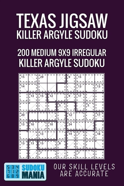 Texas Jigsaw Killer Argyle Sudoku: 200 Medium 9x9 Irregular Killer Argyle Sudoku (Paperback)