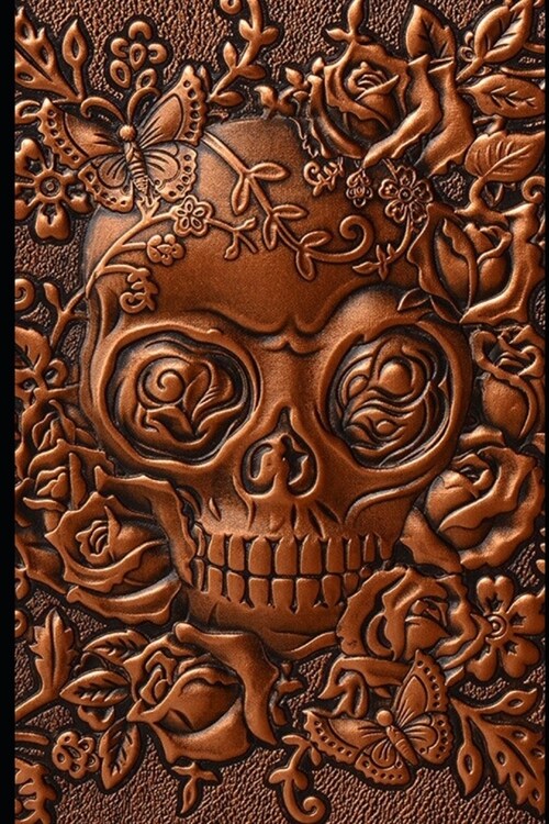 Medieval Notebooks: Copper Gold Skull with Roses: Great Notebook for School or as a Diary, Lined With More than 100 Pages. Notebook that c (Paperback)