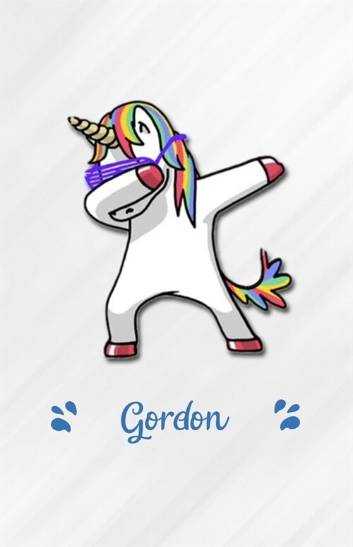 Gordon A5 Lined Notebook 110 Pages: Funny Blank Journal For Personalized Dabbing Unicorn Family First Name Middle Last. Unique Student Teacher Scrapbo (Paperback)