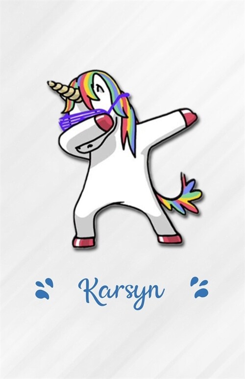 Karsyn A5 Lined Notebook 110 Pages: Funny Blank Journal For Personalized Dabbing Unicorn Family First Name Middle Last. Unique Student Teacher Scrapbo (Paperback)