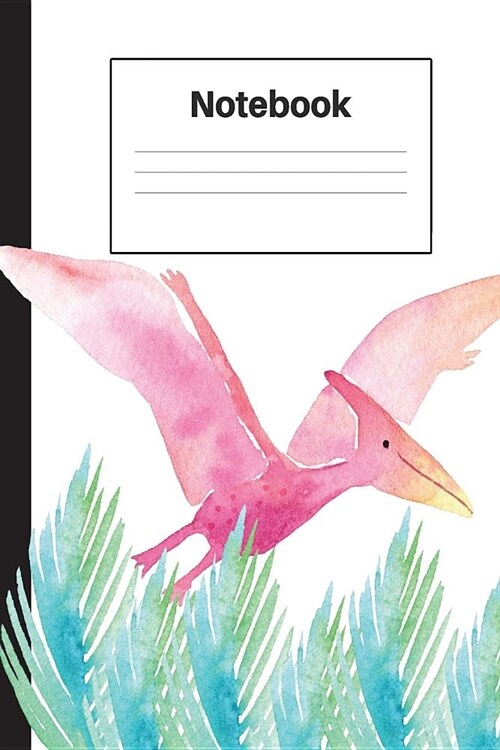 Notebook: Dinosaur Pterodactyl, blue ferns, Blank, Notebook Home Office School Student Teacher Homeschool, 7.4 x 9.7 in, 200 pag (Paperback)