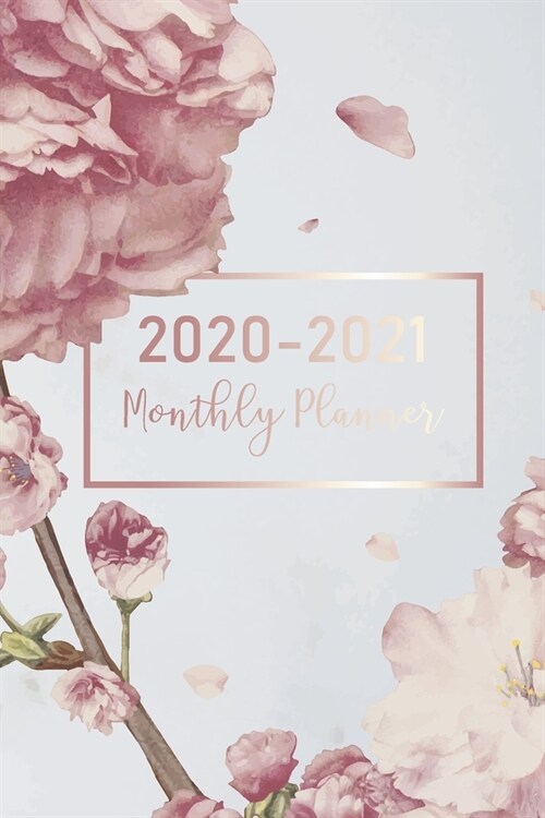 2020-2021 Monthly Planner: Marble Flower Cover - 2 Year Calendar 2020-2021 Monthly - 24 Months Agenda Packet Planner with Holiday - Academic Sche (Paperback)