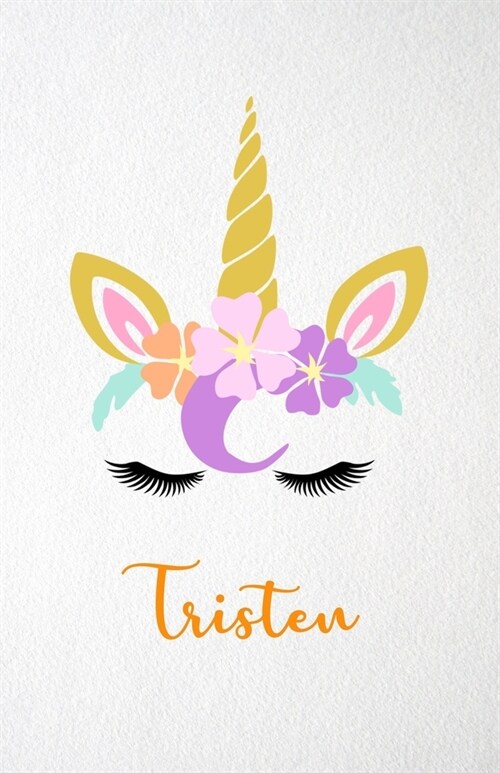 Tristen A5 Lined Notebook 110 Pages: Funny Blank Journal For Lovely Magical Unicorn Face Dream Family First Name Middle Last Surname. Unique Student T (Paperback)