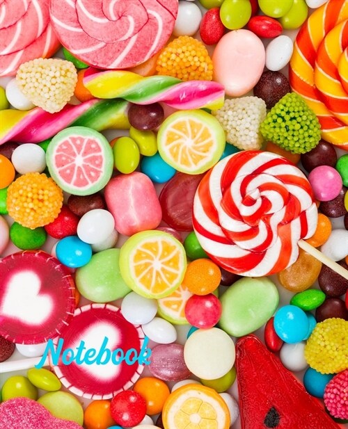 Notebook: Candy Composition Notebook Journal with Lollipops, Sweet Candy and Glossy Cover-7.5 x 9.25-110 Pages-Perfect Gift for (Paperback)