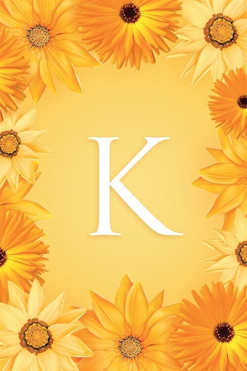 K: Modern, stylish and simple floral capital letter monogram ruled notebook, decorative border, pretty, cute and suitable (Paperback)
