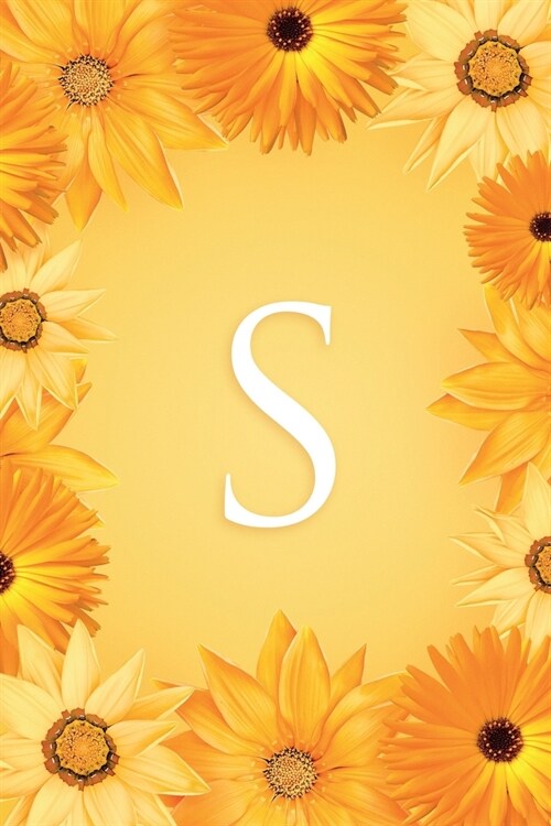 S: Modern, stylish and simple floral capital letter monogram ruled notebook, decorative border, pretty, cute and suitable (Paperback)