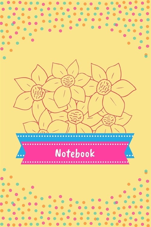 Notebook: Floral Designed Polka Dot Journal for Kids / Girls 6 x 9 (Paperback)