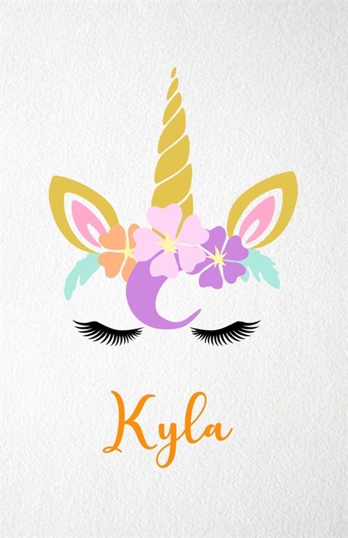 Kyla A5 Lined Notebook 110 Pages: Funny Blank Journal For Lovely Magical Unicorn Face Dream Family First Name Middle Last Surname. Unique Student Teac (Paperback)