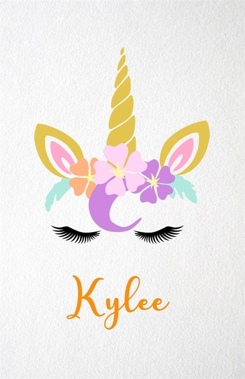 Kylee A5 Lined Notebook 110 Pages: Funny Blank Journal For Lovely Magical Unicorn Face Dream Family First Name Middle Last Surname. Unique Student Tea (Paperback)
