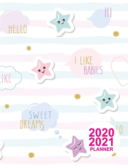 2020 2021 Planner: Pretty Colorful Design Book, 8.5 x 11 Two Year 2020-2021 Calendar Planner, Monthly Schedule Organizer (24 Months Act (Paperback)