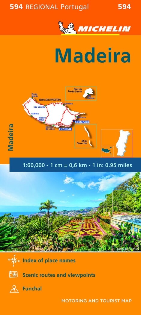 Michelin Portugal, Madeira Road and Tourist Map 594 (Folded)