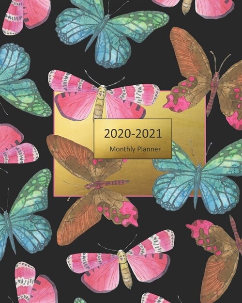 2020-2021 Monthly Planner: Butterfly Gift for Moms - 2-Year Planner (Jan 2020-Dec 2021) with Holidays - 2-Page Monthly Calendar Views - Month-at- (Paperback)