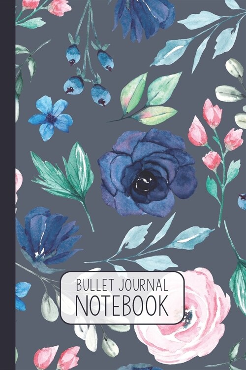 Bullet Journal: Summer Flowers on Blue Dotted Grid Notebook with 110 Numbered Pages (6x9 inches) (Paperback)