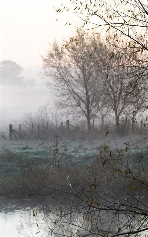 Notebook: misty morning riverbank spring calm scene (Paperback)