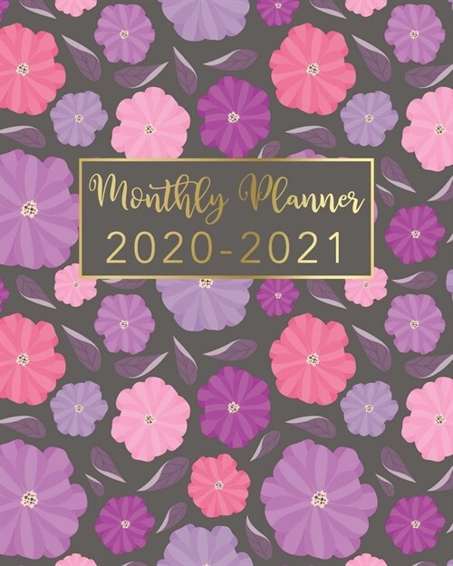 2020-2021 Monthly Planner: Pink Gold Floral Design - Two Year Monthly Planner from January 2020 to December 2021 Calendar - 24 Months with US Hol (Paperback)