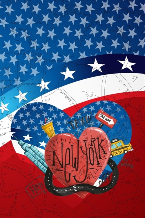 New York: Reisetagebuch USA, Urlaubstagebuch NYC, Blanko Notizbuch Liniert, amerikanische Flagge Farben (Paperback)