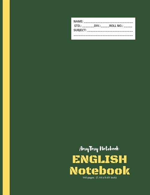 English Notebook - AmyTmy Notebook - 140 pages - 7.44 x 9.69 inch - Matte Cover (Paperback)