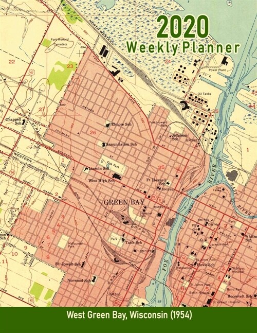 2020 Weekly Planner: West Green Bay, Wisconsin (1954): Vintage Topo Map Cover (Paperback)