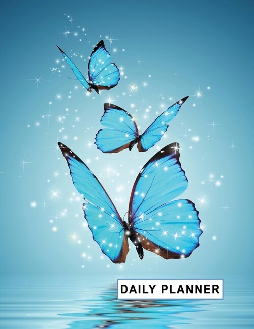 Low Vision Undated 90 Day Daily Planner Large Print: Calendar With 1/2 Wide Rule Bold Lines on White Paper for Visually Impaired Blue Butterfly Cover (Paperback)